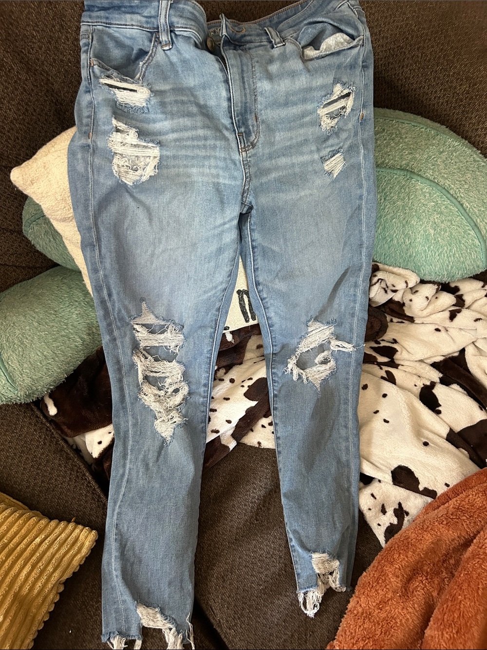 American Eagle Outfitters Light Blue Ripped Skinny Jeans
